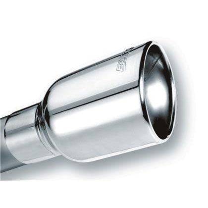 Borla Universal Polished Tip Single Round Rolled Angle-Cut w/Clamp (inlet 2 1/2in. Outlet 4 x 4in) *