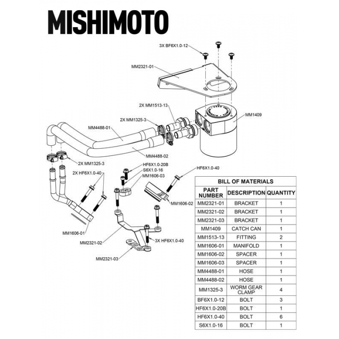 Mishimoto Baffled Oil Catch Can Kit, Fits Ford 6.7l Powerstroke 2017+