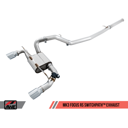 AWE Tuning Ford Focus RS SwitchPath Cat-back Exhaust - Diamond Black Tips