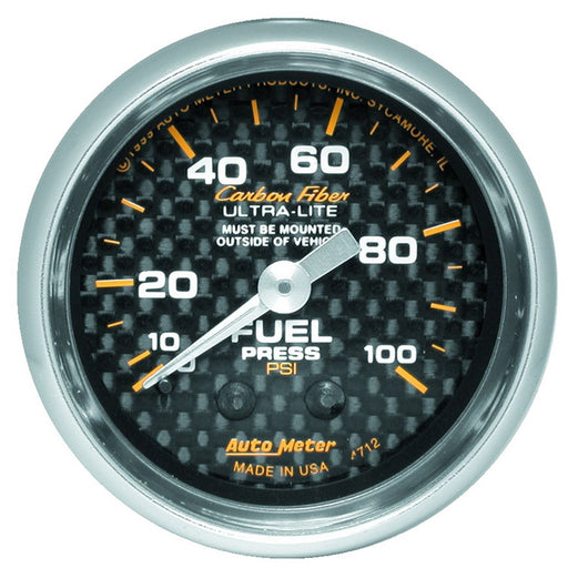 AutoMeter2-1/16" Fuel Pressure, 0-100 PSI, Mechanical, Carbon Fiber