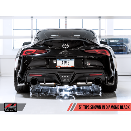 AWE Tuning 2020 Toyota Supra A90 Resonated Touring Edition Exhaust - 5in Diamond Black Tips