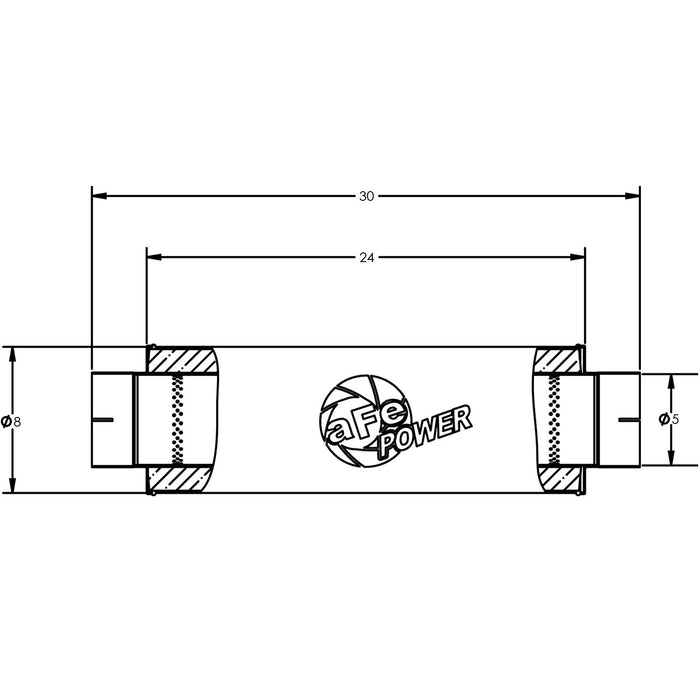 aFe Power Mach Force-Xp 409 Stainless Steel Muffler 5in ID Inlet & Outlet, 30in Length, 8in Diameter