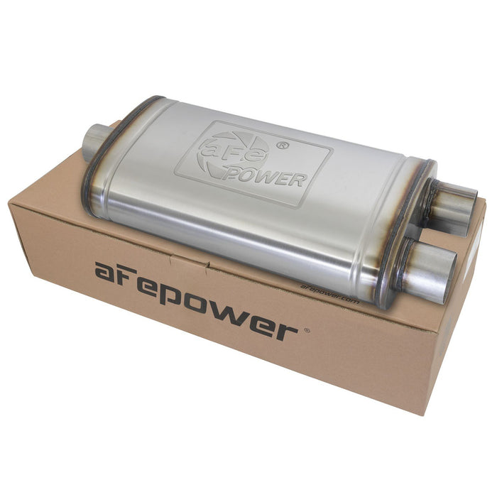 aFe Power Mach Force-Xp 409 Stainless Steel Muffler 3 IN ID Center/Dual-Outlet x 11 IN W x 6 IN H x 22 IN L - Oval Body