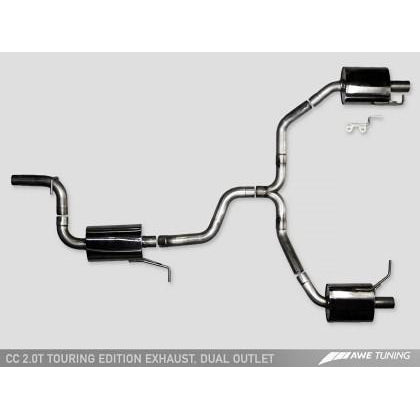 AWE Tuning VW CC Touring Edition Exhaust Dual Outlet - Chrome Silver Tips