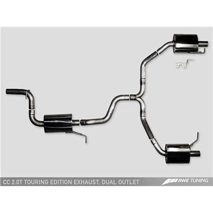 AWE Tuning VW CC 2.0T Touring Edition Performance Exhaust - Chrome Silver Tips