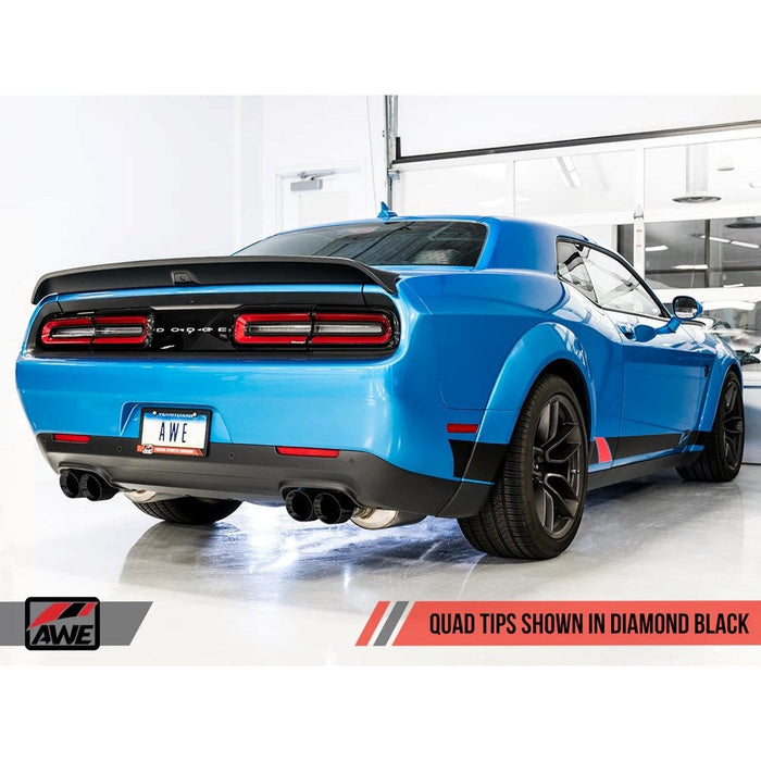 AWE Tuning 2015+ Dodge Challenger 6.4L/6.2L Non-Resonated Touring Edition Exhaust - Quad Black Tips