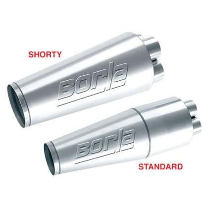 Borla XR-1 Shorty Collector Muffler 2.25in Inlet 4in Outlet 14inx6.75in - Round