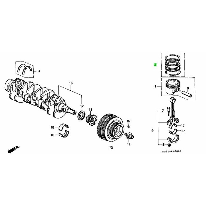 Honda Genuine D15 75mm (STD) Ring Set per Piston