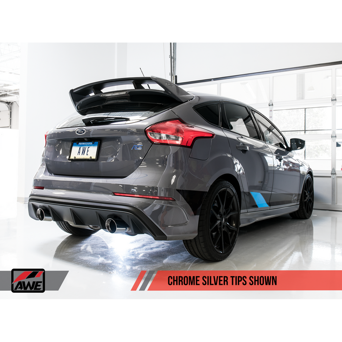 AWE Tuning Ford Focus RS Touring Edition Cat-back Exhaust - Resonated - Diamond Black Tips