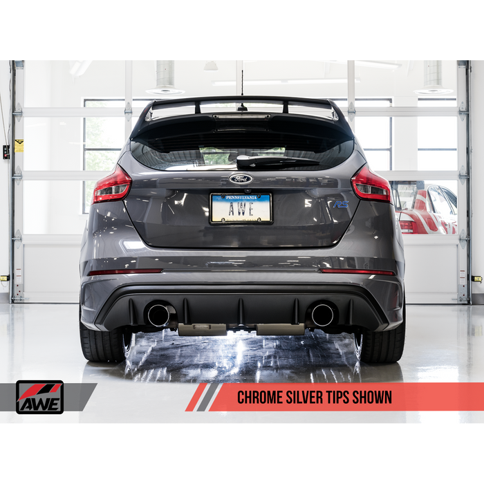 AWE Tuning Ford Focus RS Touring Edition Cat-back Exhaust- Resonated - Chrome Silver Tips