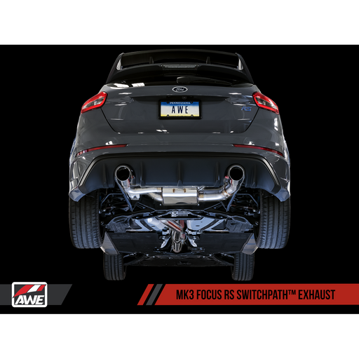 AWE Tuning Ford Focus RS Touring Edition Cat-back Exhaust- Resonated - Chrome Silver Tips