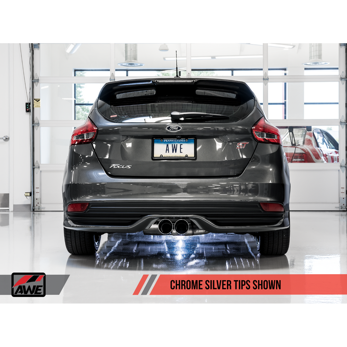 AWE Tuning Ford Focus ST Touring Edition Cat-back Exhaust - Non-Resonated - Chrome Silver Tips